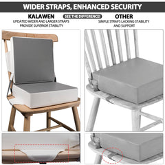 Kalawen booster seat at dining table demonstrates five-setting adaptability for growing children.