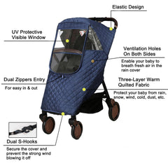 KALDEHVEST winter-stroller-cover easy-install demonstrates quick setup over stroller
