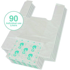 Kalencom Universal Potty Liners in use on Potette travel potty for quick disposal