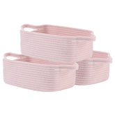 KALLAX small woven basket on shelf keeps small items organized with a soft pink touch.