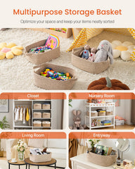 KALLAX small woven basket in nursery stores bibs and towels neatly