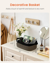 KALLAX small woven basket set of 3 keeps small items grouped.