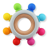 Kalovin baby teething toy rainbow ring: colorful and easy-to-grip to soothe teething babies.