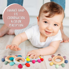 Kalovin rainbow teether: vibrant colors attract babies for engaging soothing sessions.