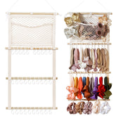 Kangaroo headband holder shows 30-inch storage for easy access to baby bows.