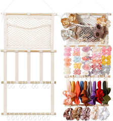 Kangaroo headband holder wall-mount beige displaying tidy bows for quick access.