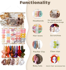 Kangaroo nursery decor headband display showcases baby bows neatly.