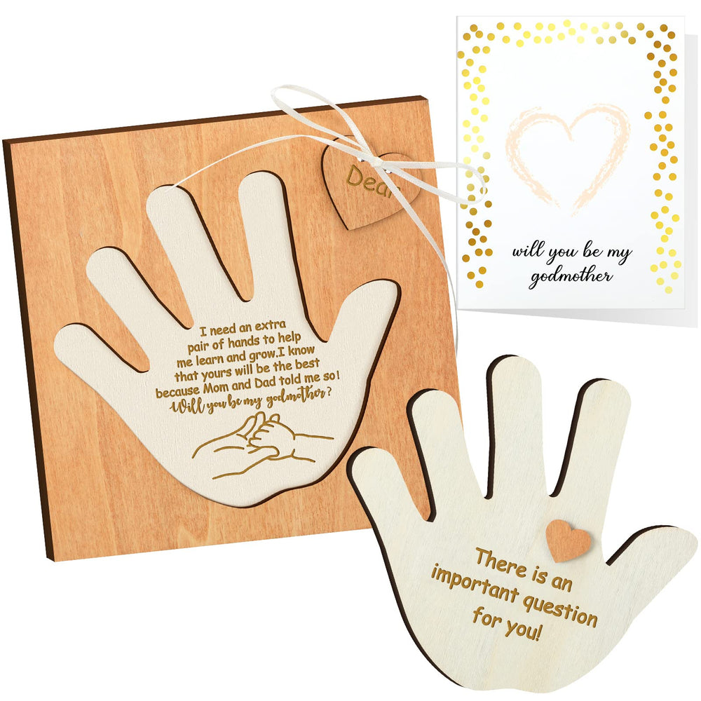 Karenhi will you be my godmother wooden detachable palm keepsake for display and gifting