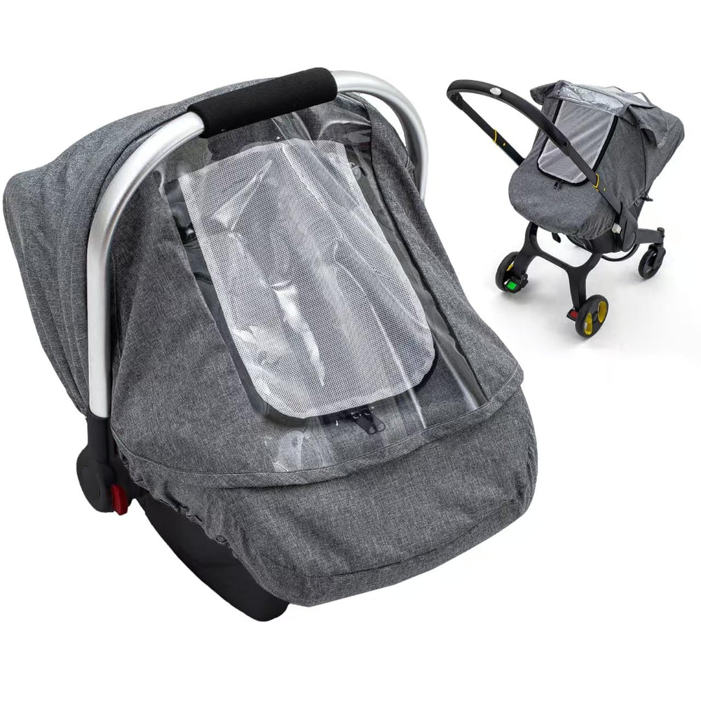 Kaseeous Baby Car Seat Rain Cover waterproof closeup showing protection from rain and wind