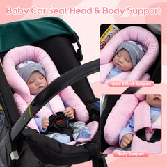 Kaseeous infant seat insert shoulder covers protect neck and face from friction during trips.