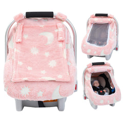 Kaseeous Winter Baby Car Seat Cover plush fabric provides cozy warmth during travel.