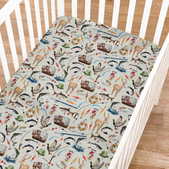 KASTLEE vintage hunting fishing deer crib sheet with snug fit for standard cribs