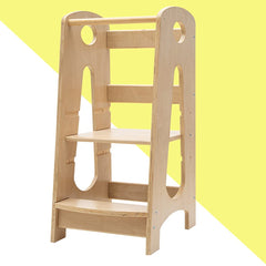 KATARUS kitchen step stool with safety rail front view enabling kid cooking participation.