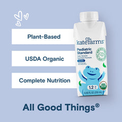 Kate Farms Sole Source vanilla ingredients panel emphasizes organic, non-GMO formula.