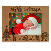 KATE POSH My 1st Christmas frame natural wood front view highlights heirloom-quality display