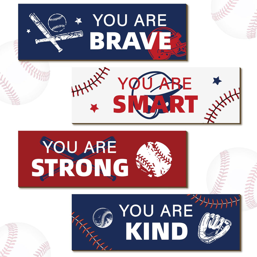 Kathfly baseball wall decor 4pc set ready to hang for a bold playroom vibe