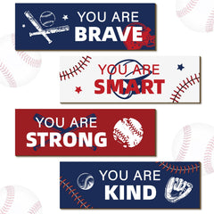 Kathfly baseball wall decor 4pc set ready to hang for a bold playroom vibe