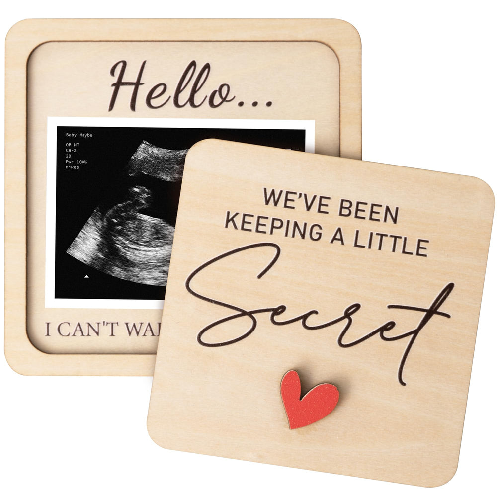 KATINAT Grandparent Reveal Keepsake front view shows a timeless wooden keepsake for celebrating news.