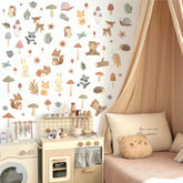 Kazova woodland animals wall stickers on three 11x11 sheets for flexible room decor