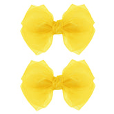 KCHIES Daffodil Yellow Mesh Hair Bow Clip 4in for bold color and secure all-day style.