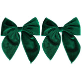 KCHIES dark green velvet fable bow with alligator clip for secure day-long wear.
