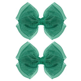 KCHIES hunter-green-mesh-bow-clip-4inch secures ponytails with lightweight elegance.