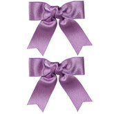 KCHIES purple glitter satin bow clip, front view, adds sparkle to daily outfits