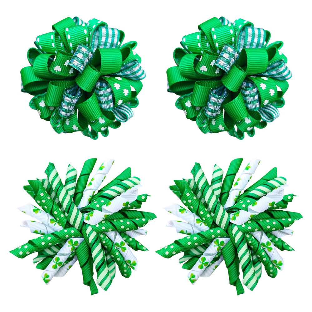 KCHIES St Patricks Day korker bow clip in Irish green for festive toddler styling.