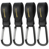 Kcicephine 4pack stroller hooks in black attach securely to handles for multiple bags.