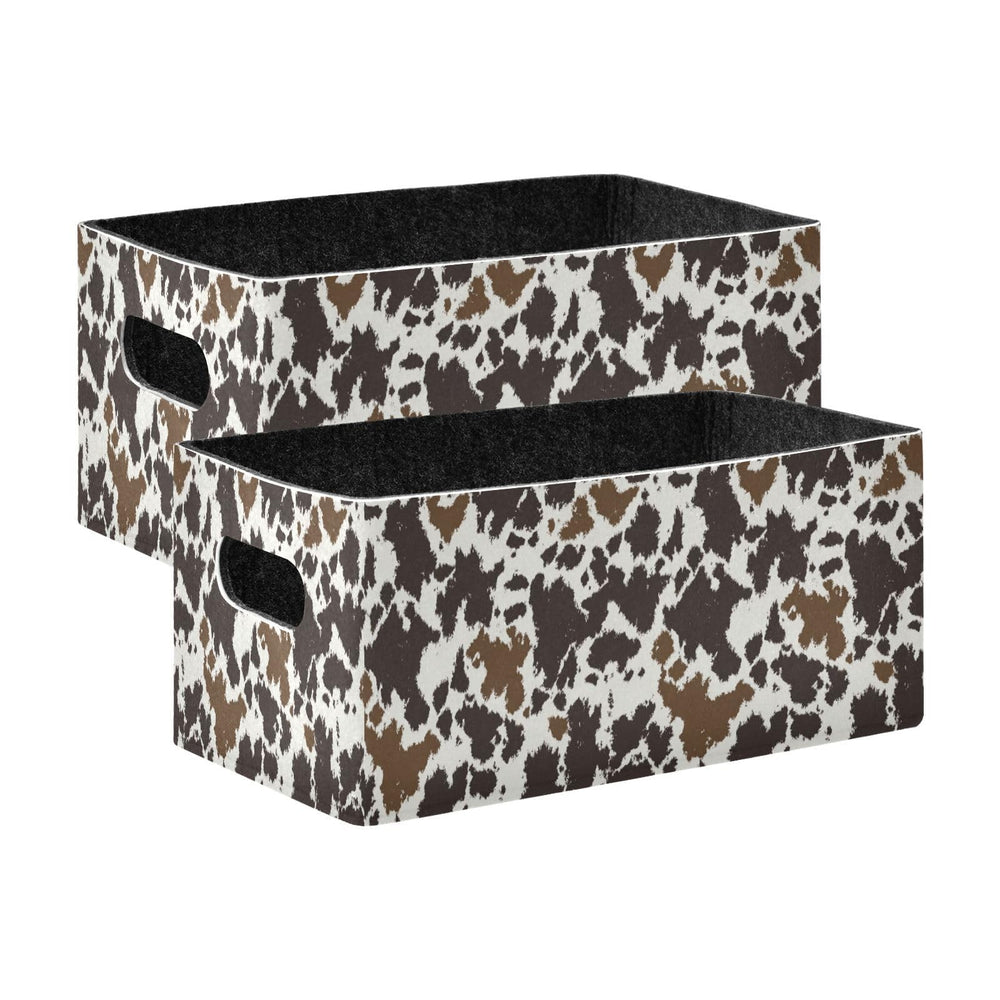 Kcldeci cow-print storage bin 2-pack on shelf keeps toys accessible