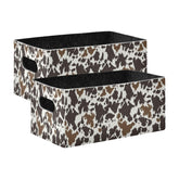 Kcldeci cow-print storage bin 2-pack on shelf keeps toys accessible
