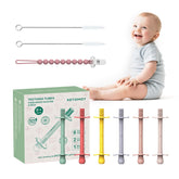 KDTOMOY baby teething tubes in rose pink soothe gums during early teething