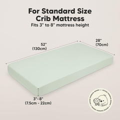 KeaBabies SnugFit Tech feature illustration demonstrates easy sheet fitting.