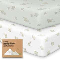 KeaBabies crib sheets in flatlay showcase soft jersey cotton for gentle sleep.