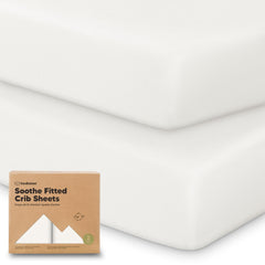 KeaBabies 2-Pack Organic Crib Sheets Soft White close-up shows breathable jersey cotton for gentle skin comfort.