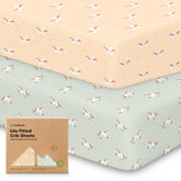 KeaBabies 2-Pack bamboo crib sheets flatlay showing soft breathable fabric for baby comfort
