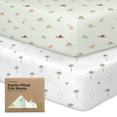 KeaBabies 2-pack crib sheets packaging highlights quick-fit design for busy parents.