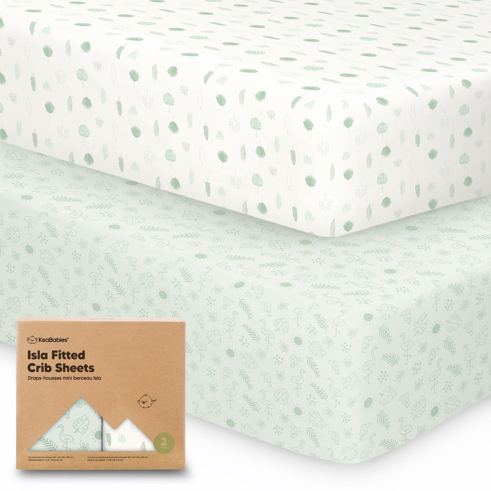 KeaBabies 2-pack Isla fitted crib sheet 52x28 offers soft bamboo comfort for naps.