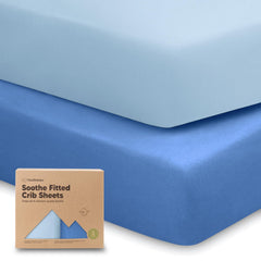 KeaBabies 2-Pack Organic Crib Sheets cornflower packshot highlights soft jersey cotton.