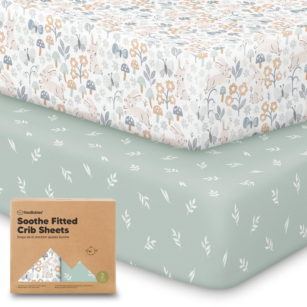 KeaBabies 2pack prairie print crib sheets on standard mattress for soft breathable sleep