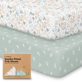 KeaBabies 2pack prairie print crib sheets on standard mattress for soft breathable sleep