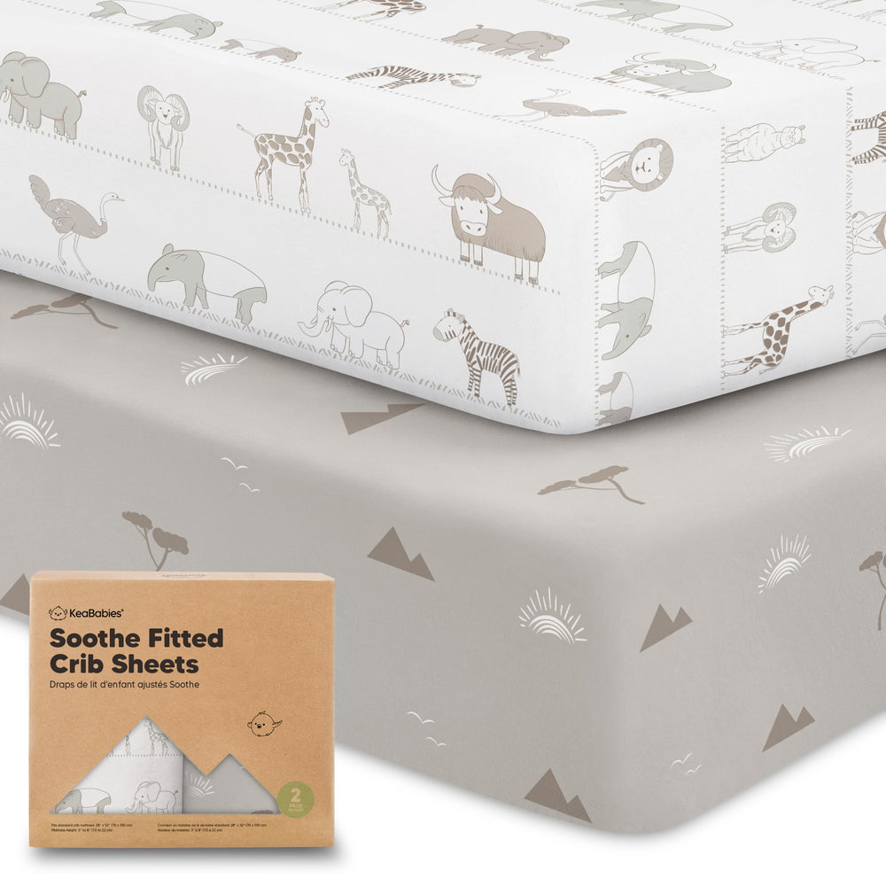 KeaBabies 2-pack organic crib sheets with soothe-fit design for secure, restful sleep.