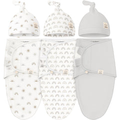KeaBabies 3Pack Swaddles with Hats pack shot promotes secure wrapping for calmer newborn sleep