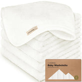 KeaBabies 6-pack washcloths absorbent 10x10 white for gentle baby baths