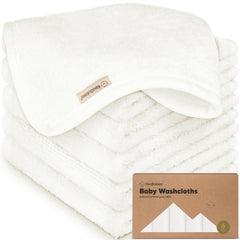 KeaBabies 6-pack washcloths absorbent 10x10 white for gentle baby baths