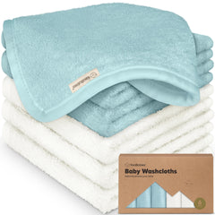 KeaBabies 6-pack washcloths pack image shows soft bamboo fabric for baby baths.