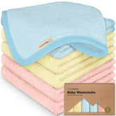 KeaBabies 6-pack washcloths plush and soft, ideal for gentle newborn baths.