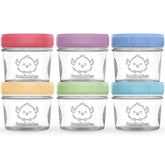 KeaBabies 6pk glass containers with lids for organized baby meals on the go.
