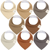 KeaBabies 8-pack bandana bibs table setup in neutral tones for everyday drool management