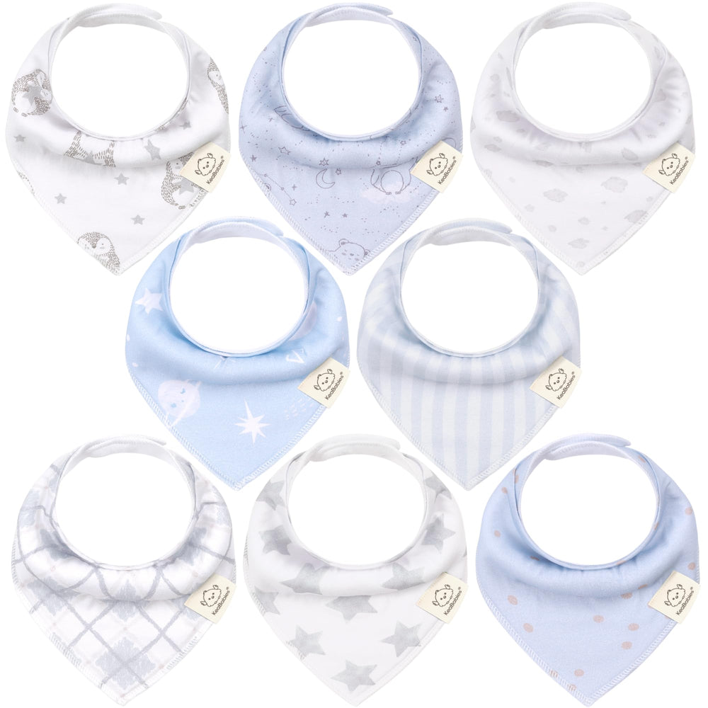KeaBabies 8-pack constellation bandana bibs shown together for versatile outfits and protection